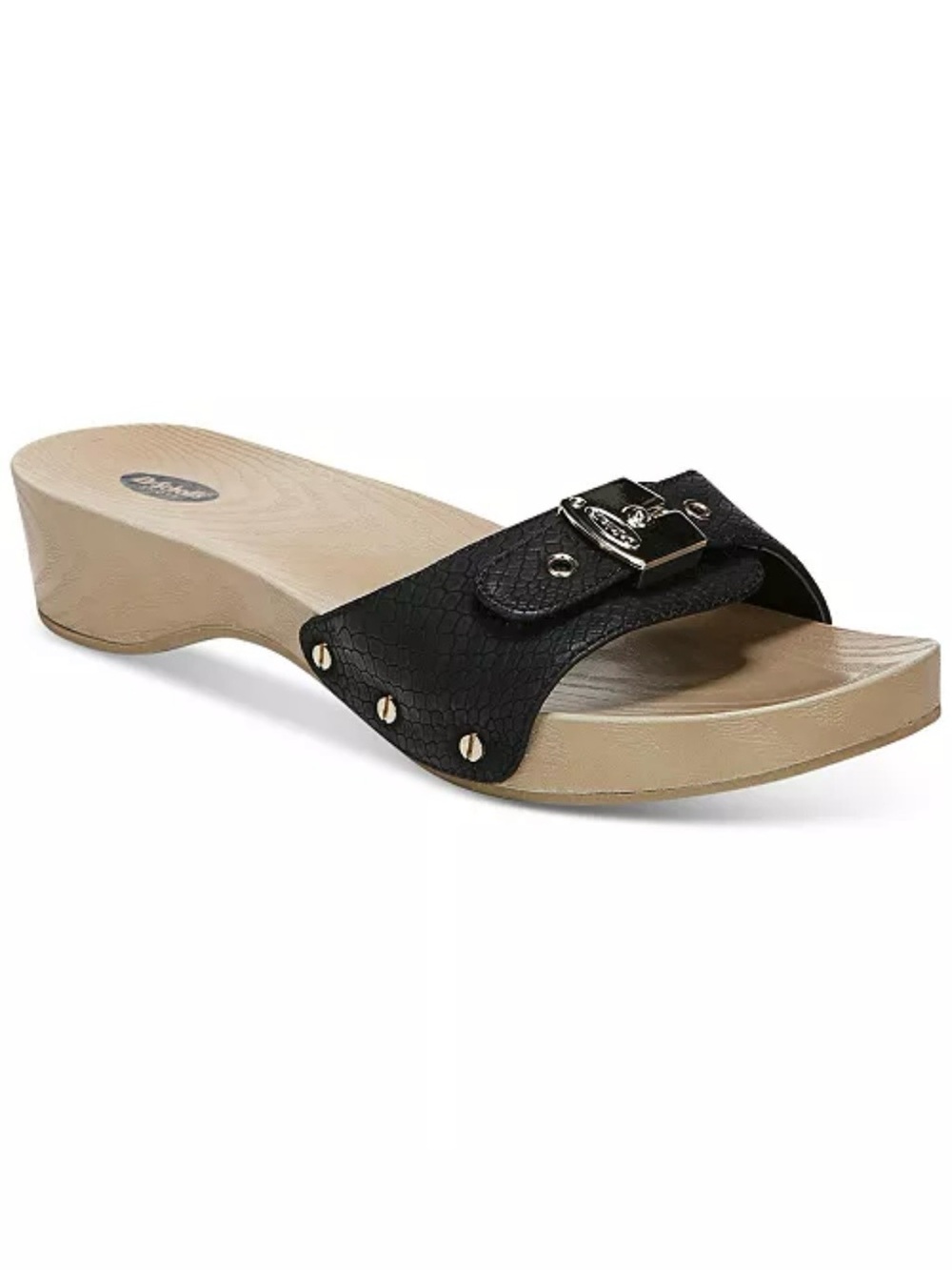 Dr. Scholl’s Classic Black Textured Buckle Slide Sandle Size 9